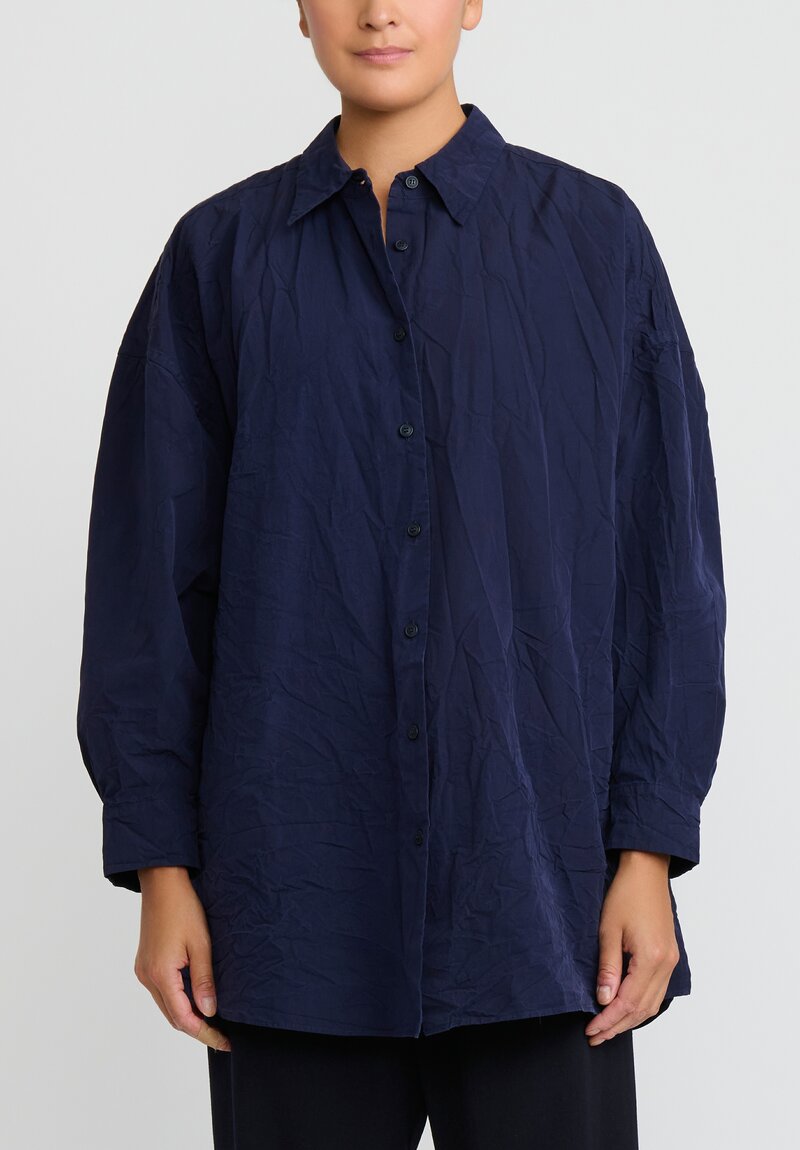 Casey Casey Paper Cotton Shirt in Navy Blue | Santa Fe Dry Goods