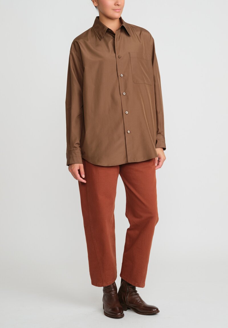 Lemaire Silk Relaxed Shirt in Tobacco Brown | Santa Fe Dry Goods
