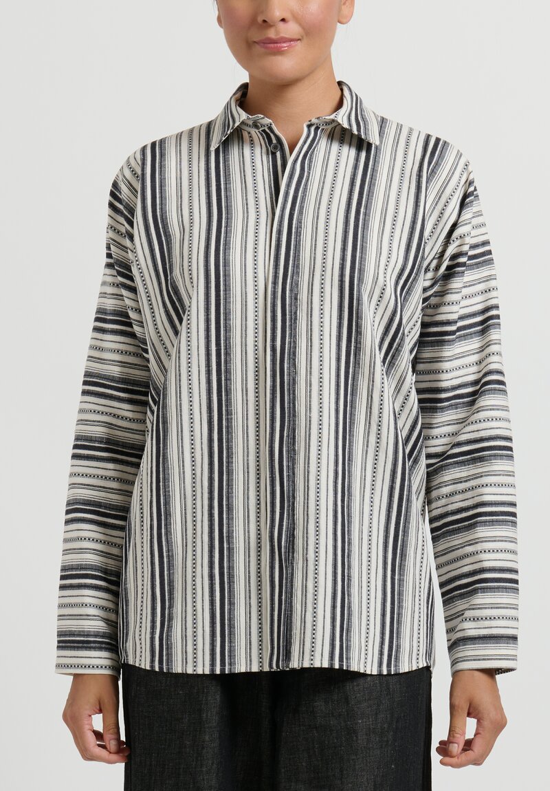 Jan-Jan Van Essche Contrast Striped Shirt in Black & White | Santa