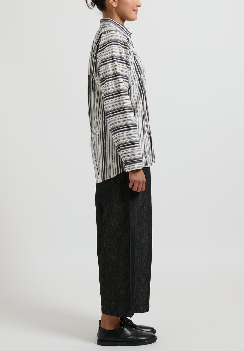 Jan-Jan Van Essche Contrast Striped Shirt in Black & White | Santa