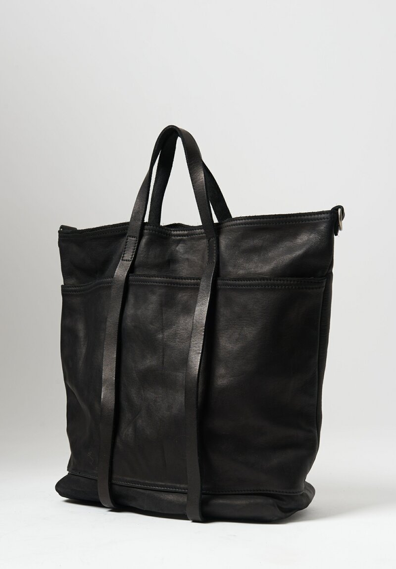 Guidi Full Grain Leather Medium Tote Bag in Black | Santa Fe Dry