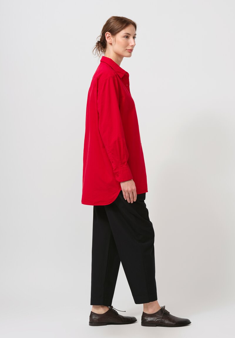 Casey Casey Paper Cotton Big Raccourcie Shirt in Lippy Red | Santa