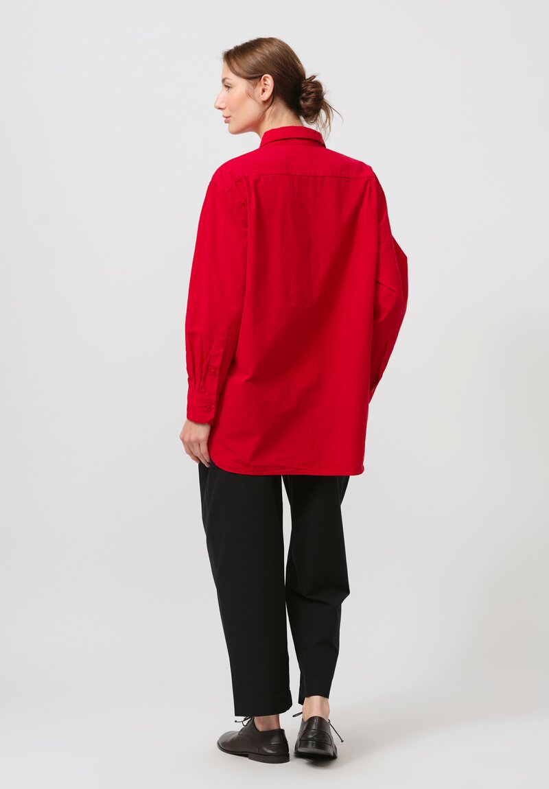 Casey Casey Paper Cotton Big Raccourcie Shirt in Lippy Red | Santa