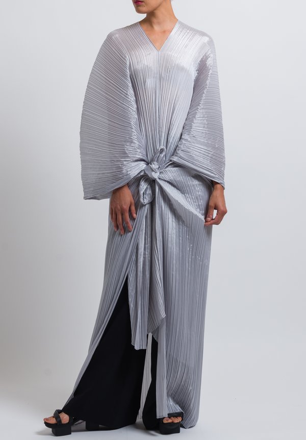 Issey Miyake Pleats Please Madame Wrap Tunic in Platinum | Santa