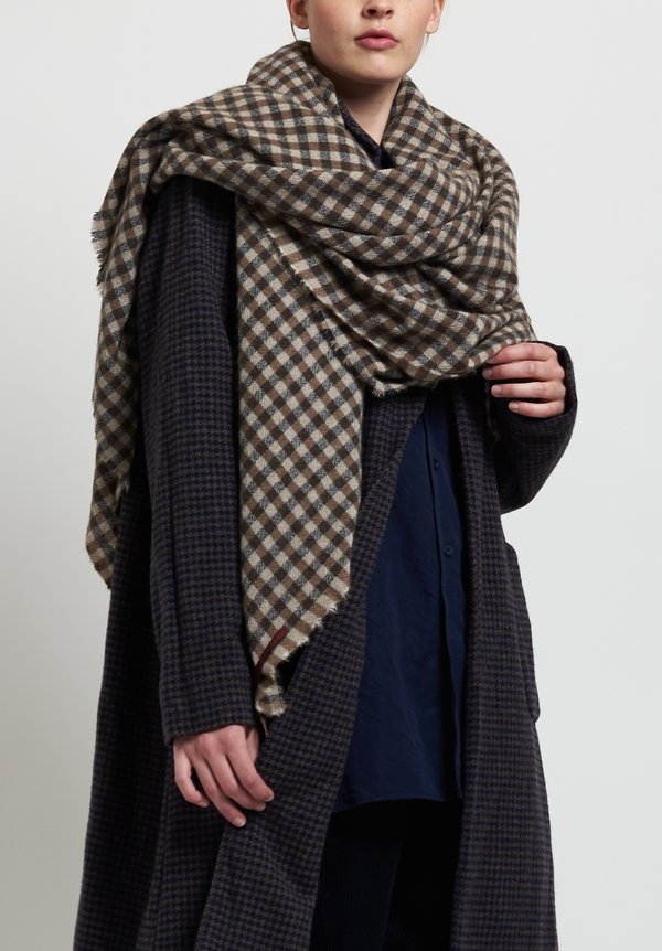 Daniela Gregis Cashmere Shawl in Natural Check | Santa Fe Dry
