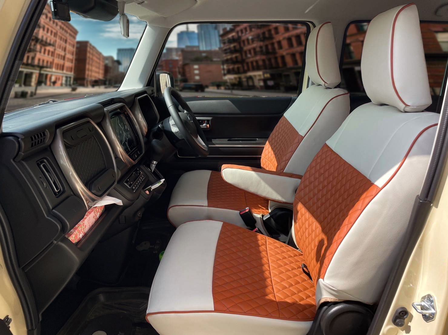 装着写真】ハスラー Sandiiワッフル シートカバー [品番:S0360-04