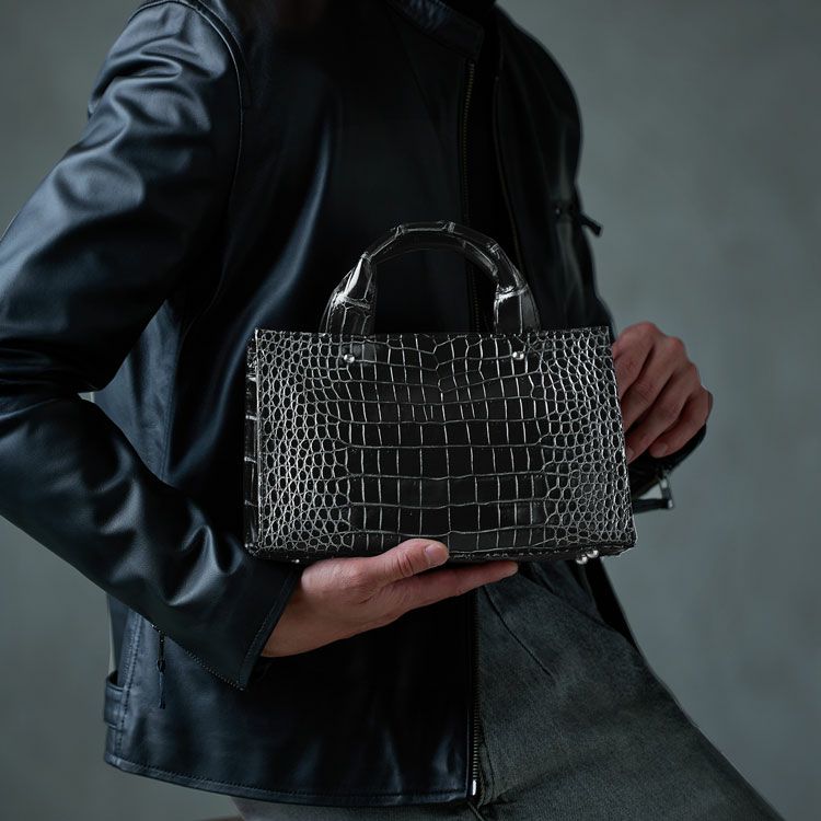 一部カラー：3月中旬頃発送】クロコダイル メンズ 2WAY ハンドバッグ