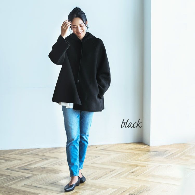 フード付き コート 裾 フレア アウター ジャケット レディース