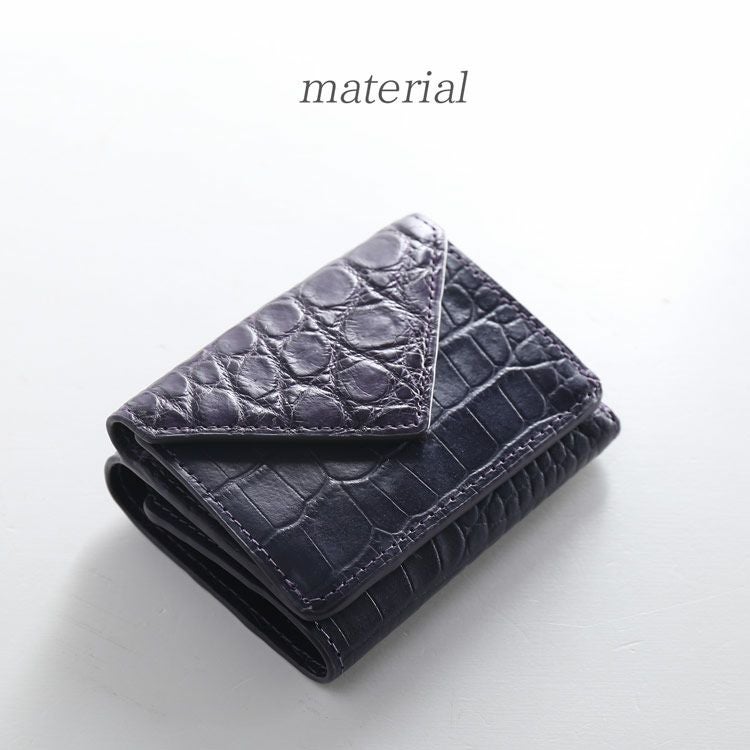牛革 マット コンパクト 財布 クロコダイル 型押し ギフト プレゼント