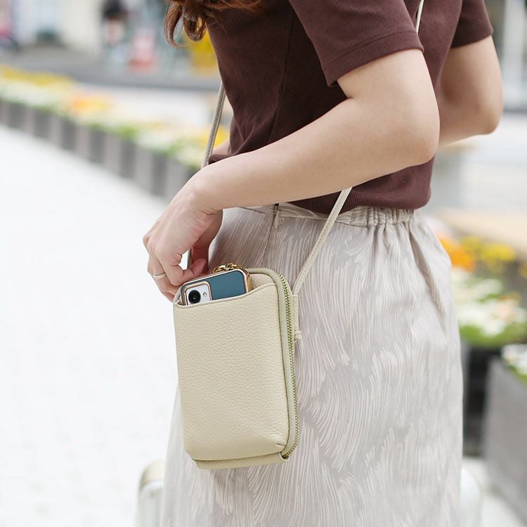 本革 スマホポーチ Mia Borsa ミアボルサ スマホショルダー 牛革 4FB