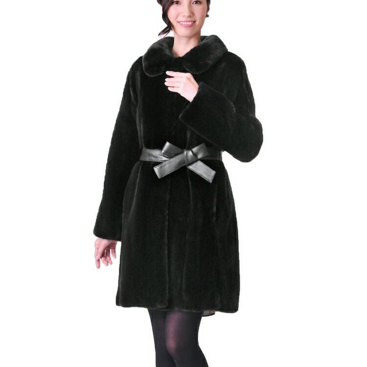 ブラックグラマ ミンク コート ロング 着丈89cm ブラック / レディース 7F