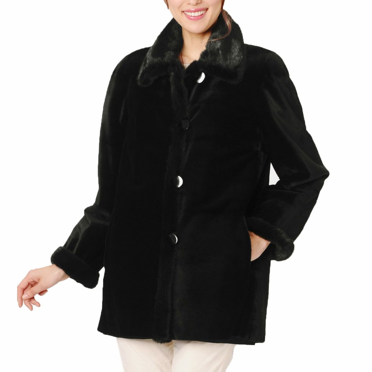 シェアードミンク シルク100％ リバーシブルコート SAGA ミンク