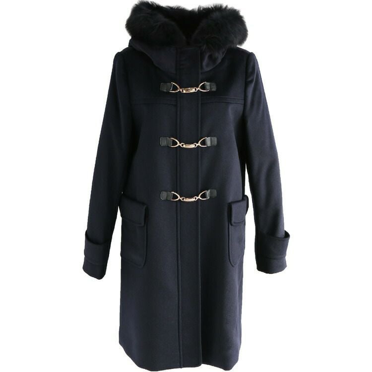 カシミヤ ブレンド ダッフル コート レディース フォックスファー