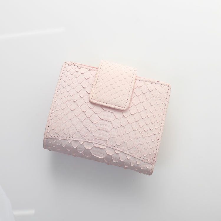二つ折り財布 レディース 本革 ダイヤモンドパイソン 蛇革 ミニ財布 4FA