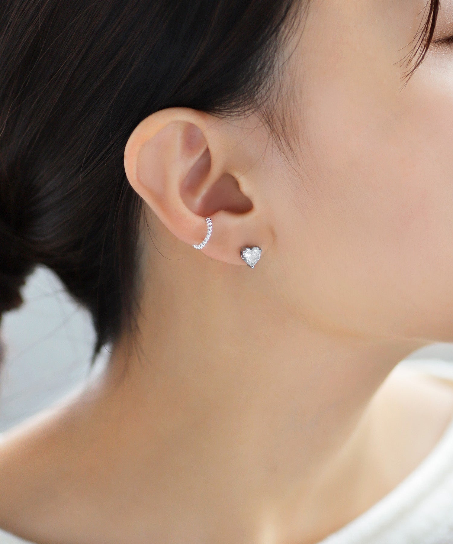 ANEMONE】【ステンレス】ビジューハートピアス｜アネモネ・シエナロゼ