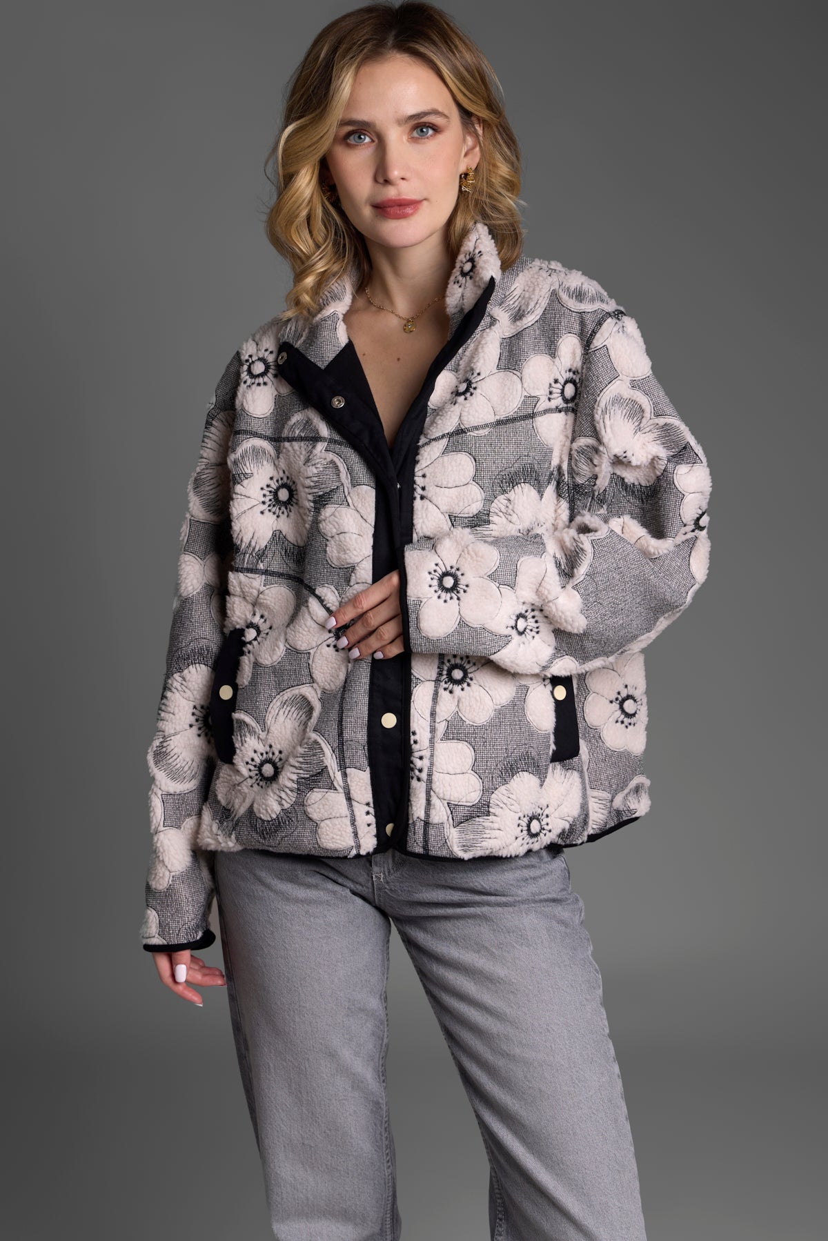 Floral Sherpa Jacket – Saachi Wholesale