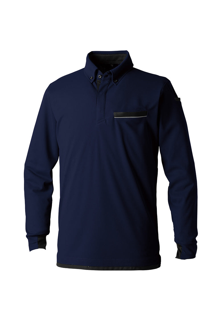 SOWA 7335-50 桑和 エコ 長袖ボタンダウンポロシャツ(胸ポケット付き