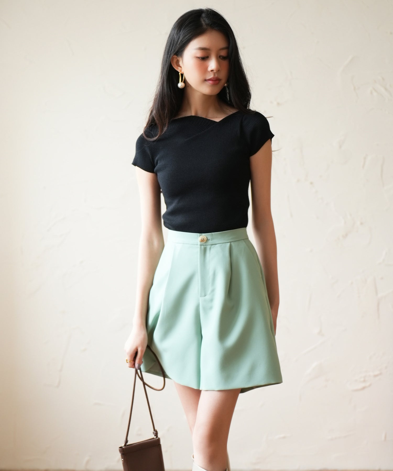 裏地付きハイウエストショートパンツsdp0096 グリーン – [公式]SAISON