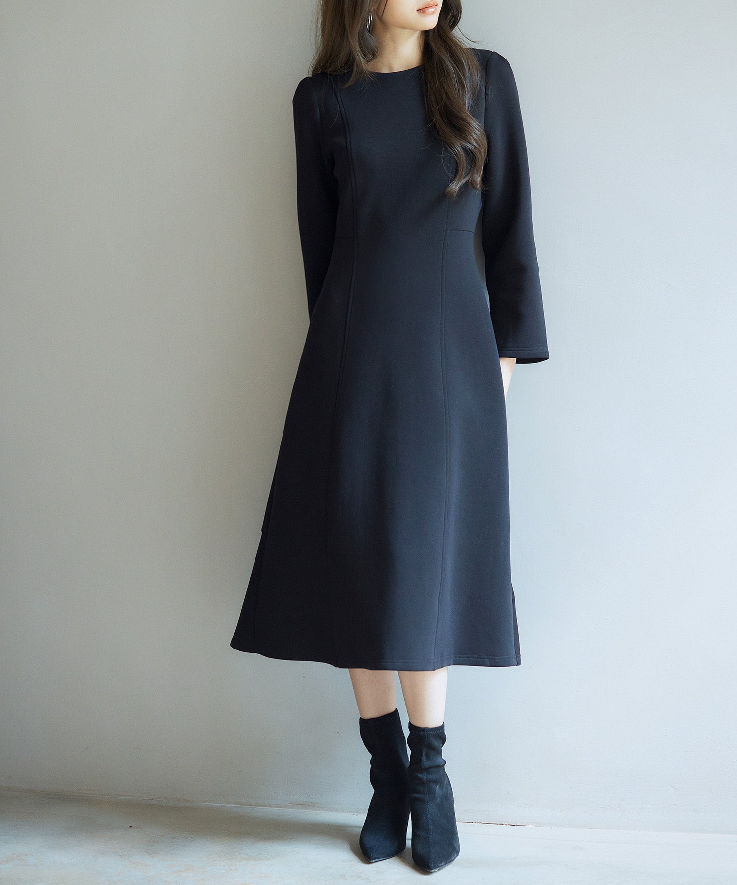 ミモレ丈マーメイド裾ワンピースsdp0246 ブラック – [公式]SAISON DE