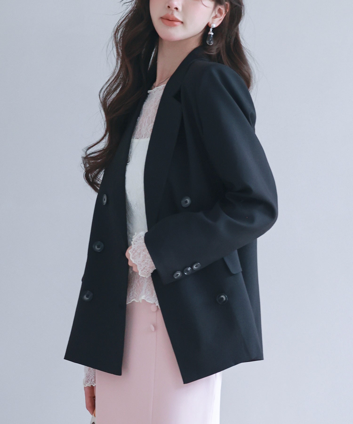 ダブルブレストのテーラードジャケットsdp0256 ブラック – [公式