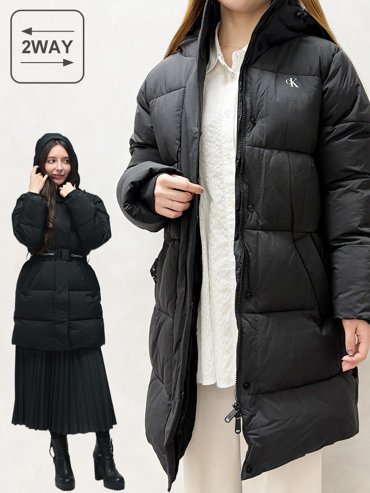 Calvin Klein (カルバンクライン) ベルト付き ミッドウェイト ロング丈