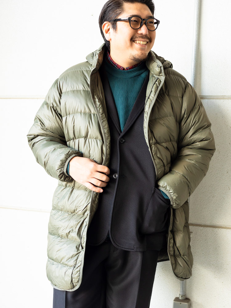 エアリアルライトダウン 撥水 軽量 フード着脱 ロングダウンジャケット