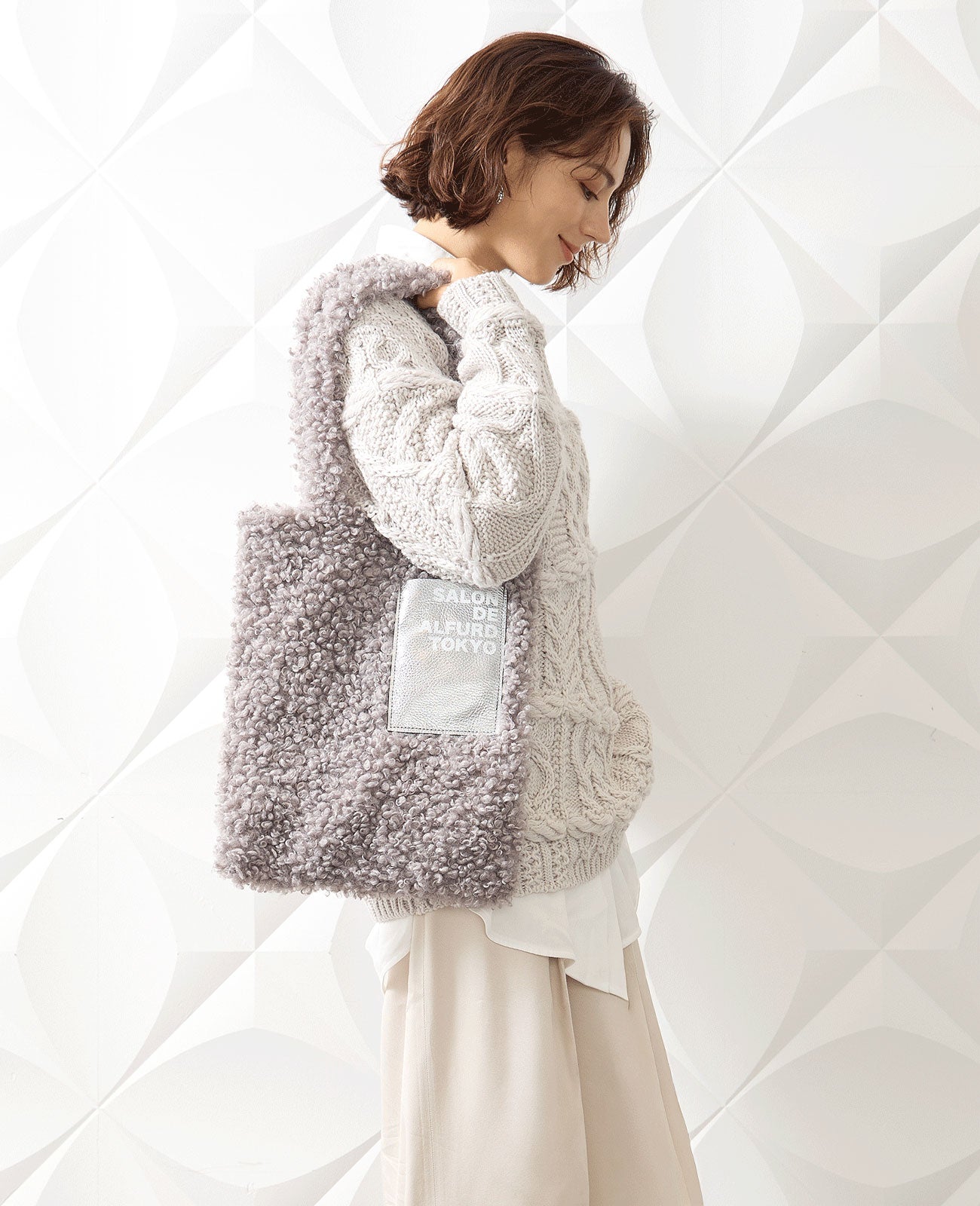 エコファーカルガンラム風 レザーポケット トートバッグ 1945