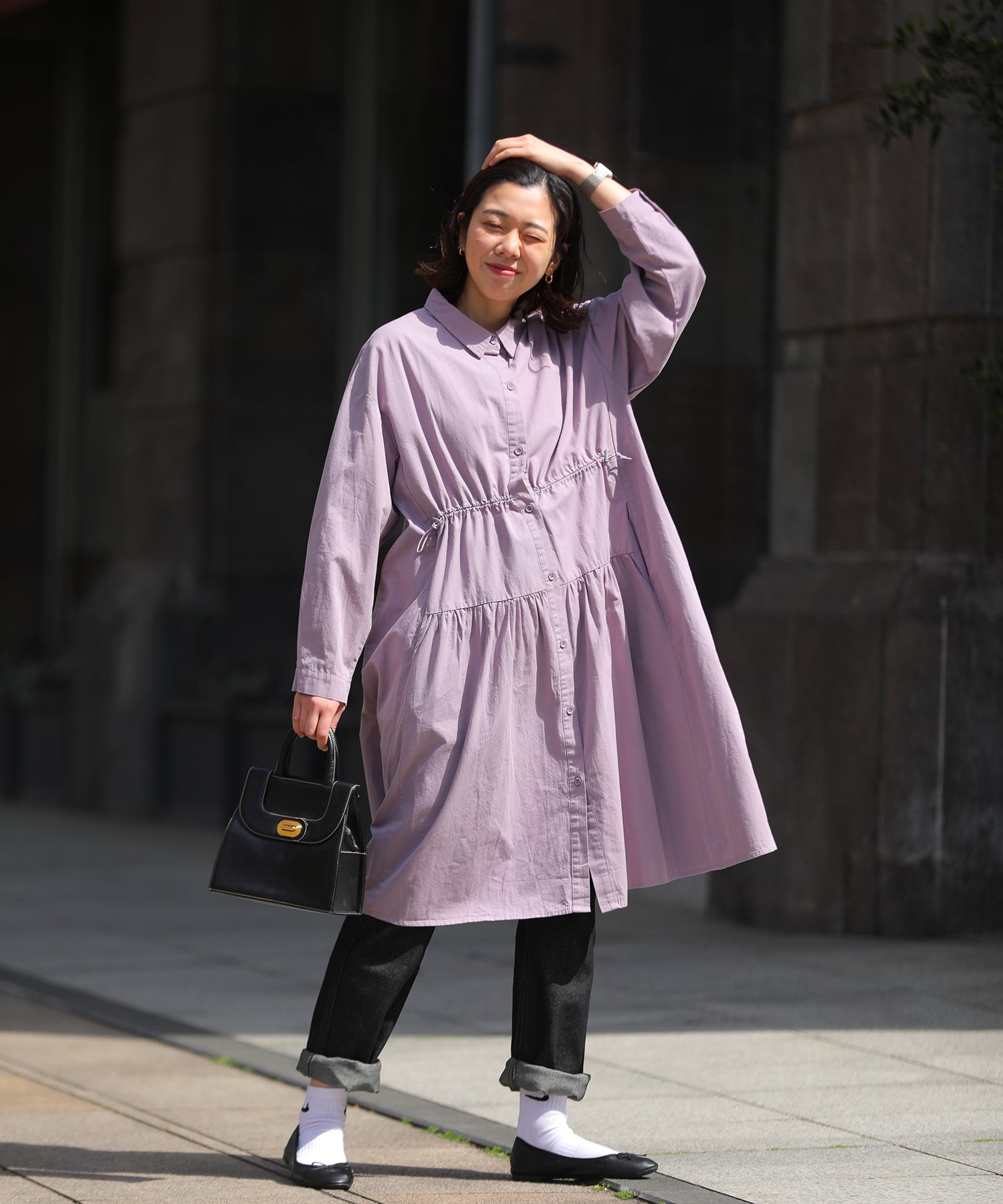 sara&cake / ウエスト切り替えドローコードワンピース