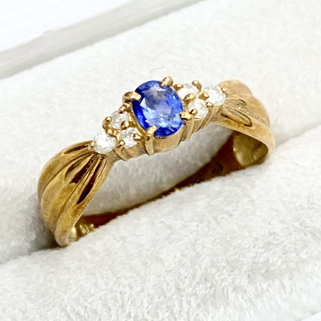 18金 sapphire K18 サファイアリング 12号 3.28グラム AI007]K18 12号