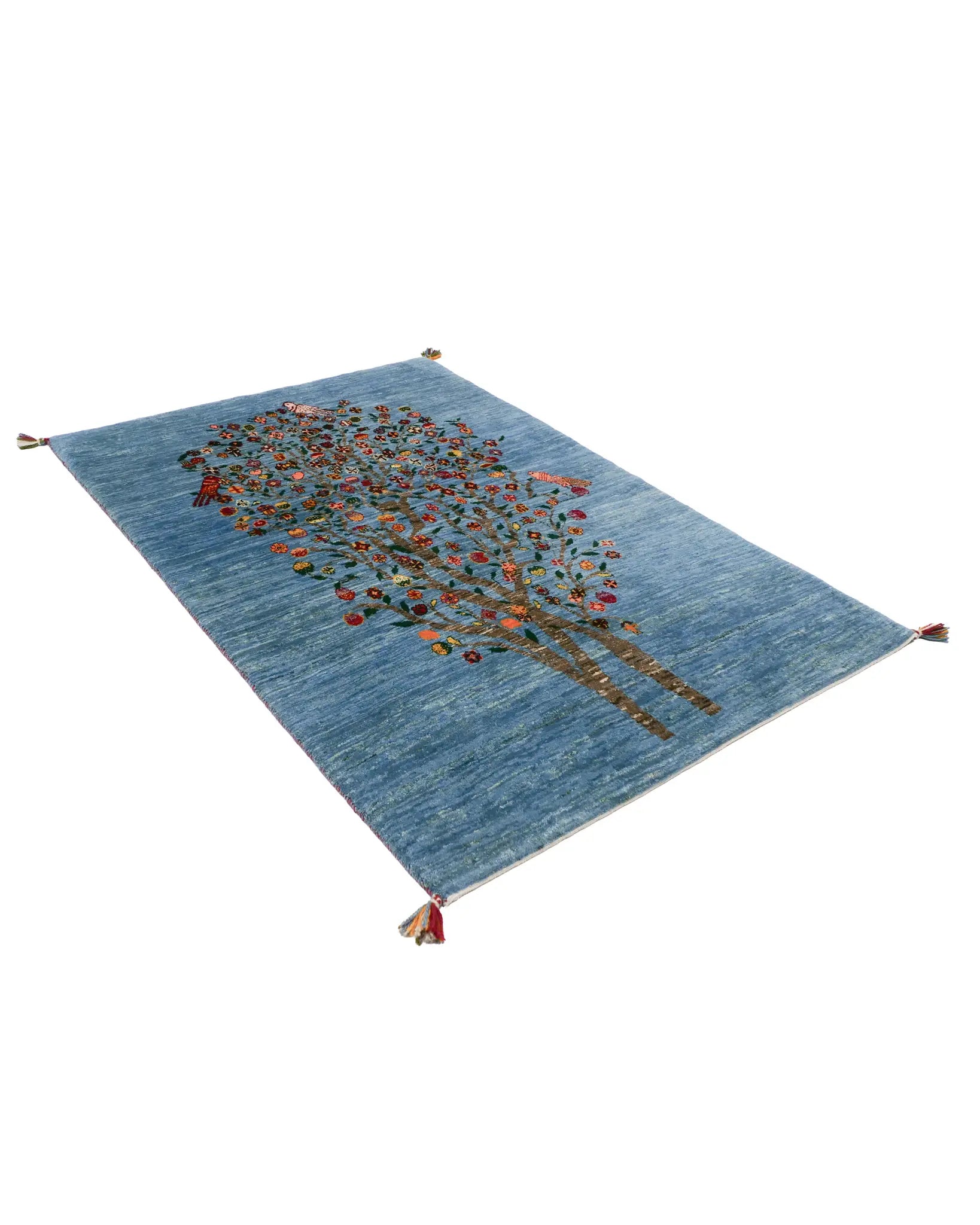 年末キャンペーン】ペルシャ ギャッベ 玄関 90×63 藍色 ザクロの木