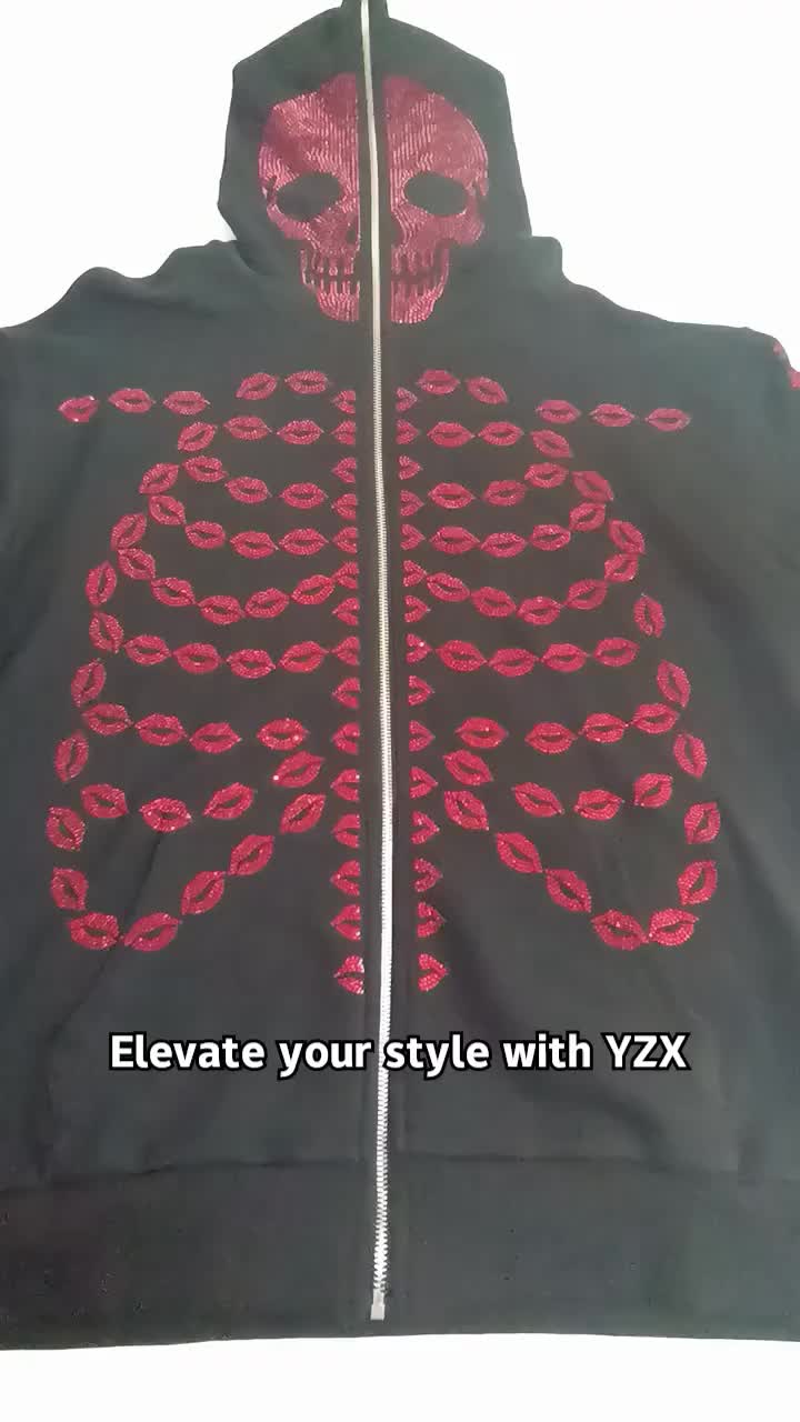 ストレッチ機能付きカスタムフルジップパーカー、キラキラ輝くライン