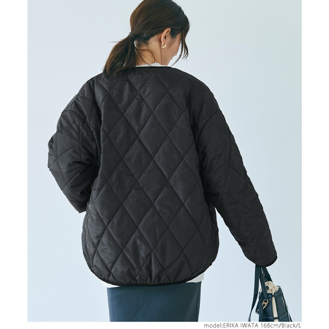 コカ coca リバーシブルキルティングブルゾン （Black） -靴