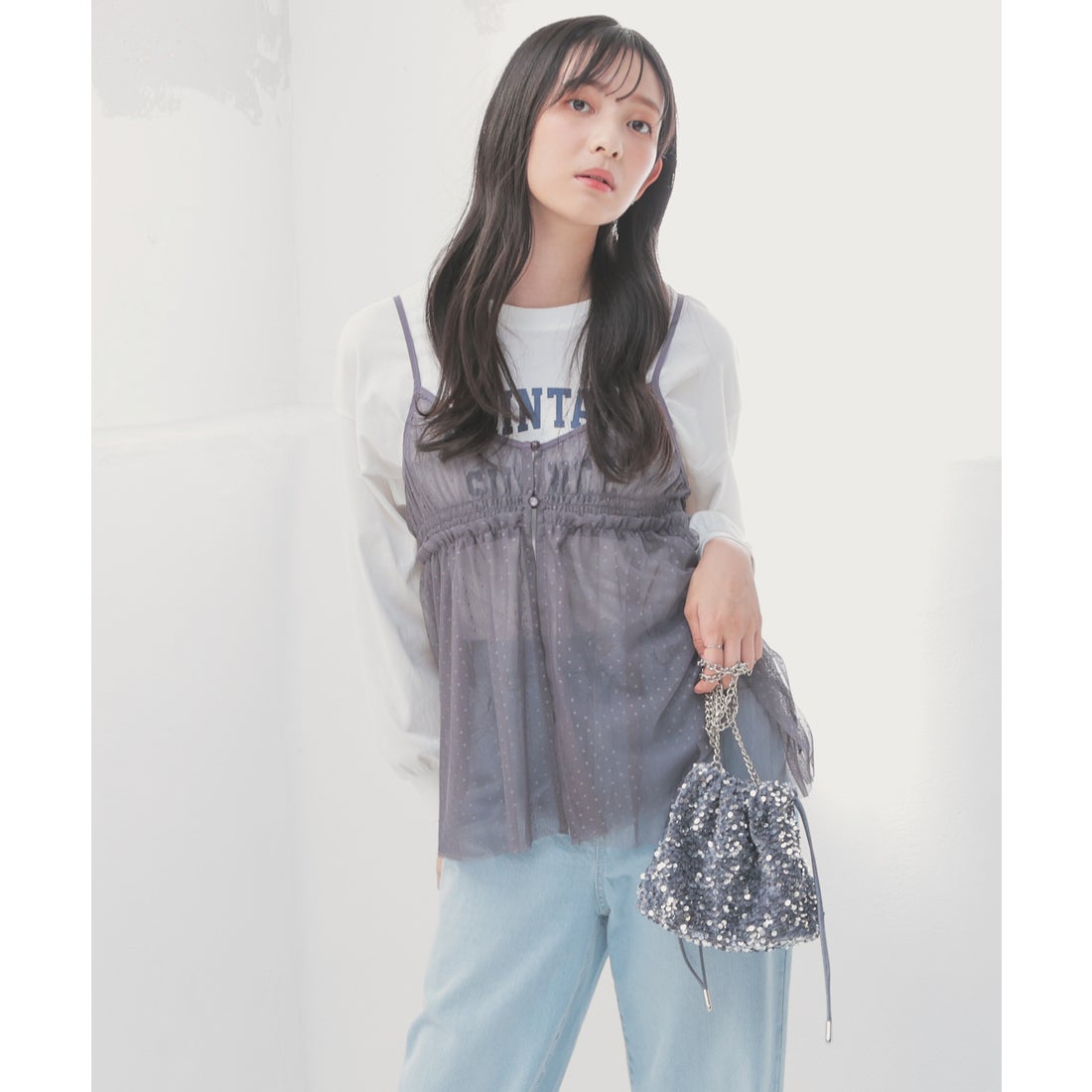 コルザ COLZA チュールキャミソール トップス キャミソール レイヤード