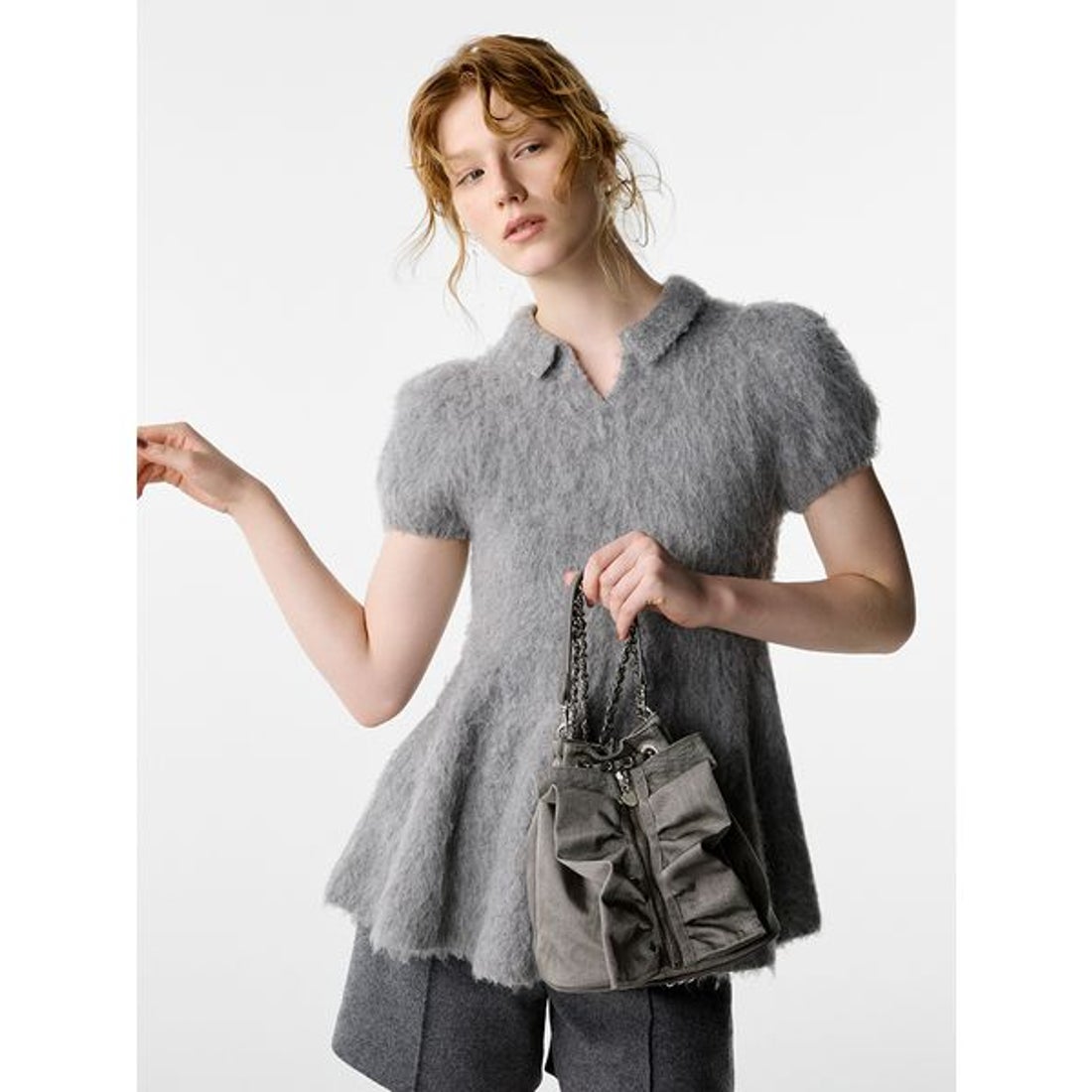 セルフォード CELFORD チェーンショルダーフリルサック （GRY