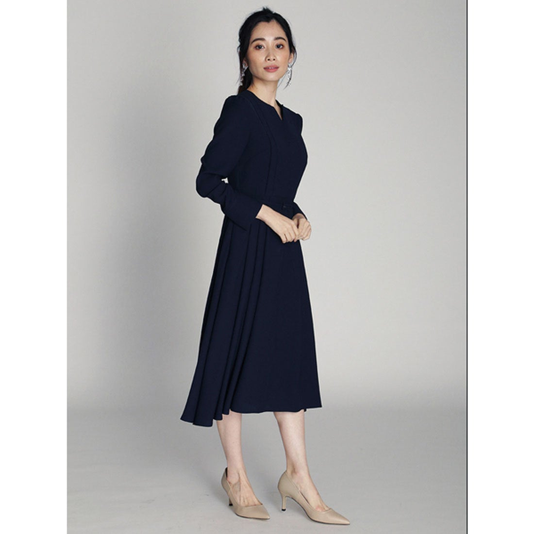 セルフォード CELFORD バックサテンタックワンピース （ダークネイビー