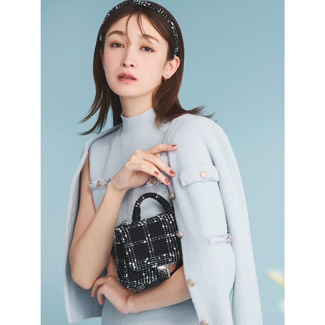 セルフォード CELFORD トリムミニニットワンピースセット （SAX