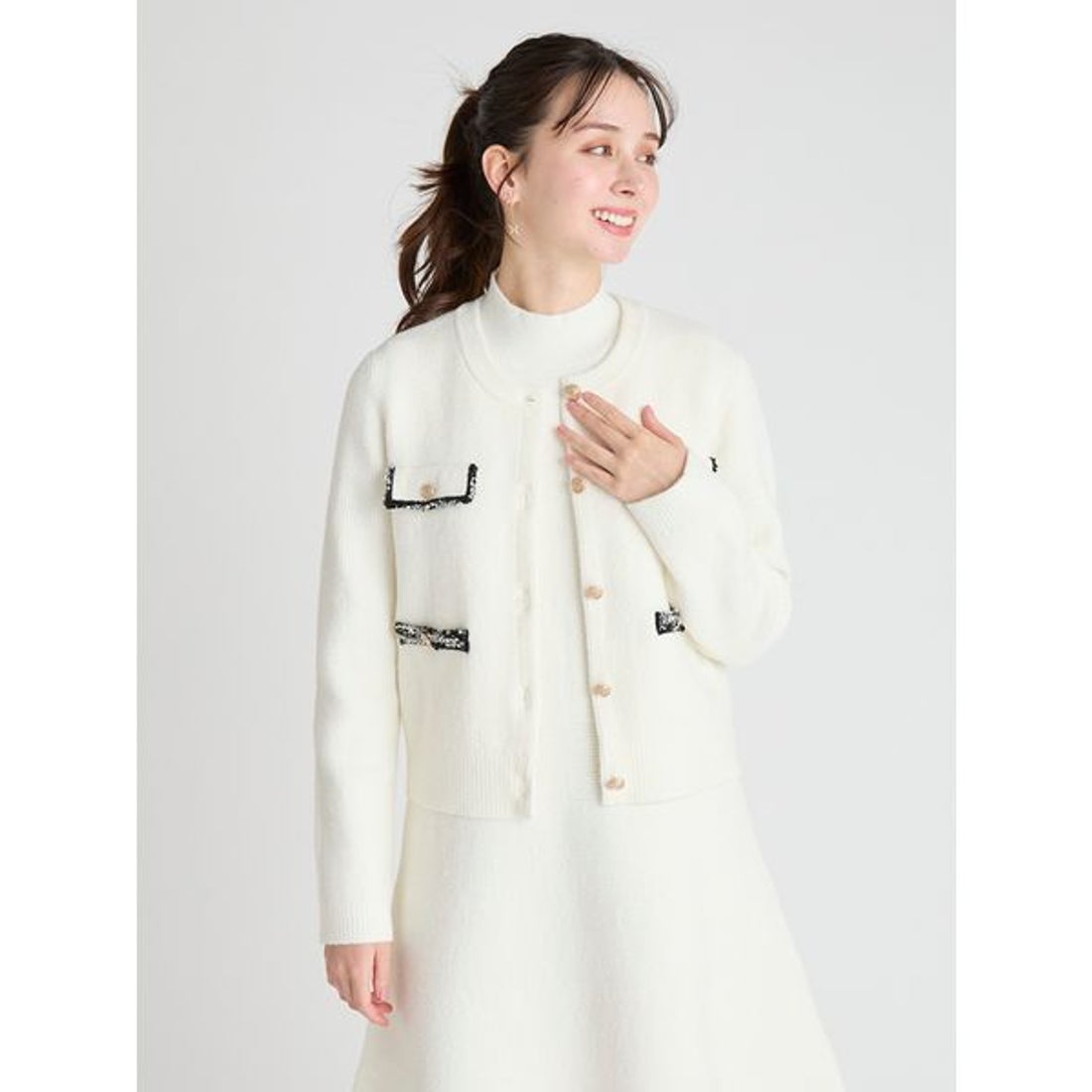 セルフォード CELFORD トリムミニニットワンピースセット （SAX