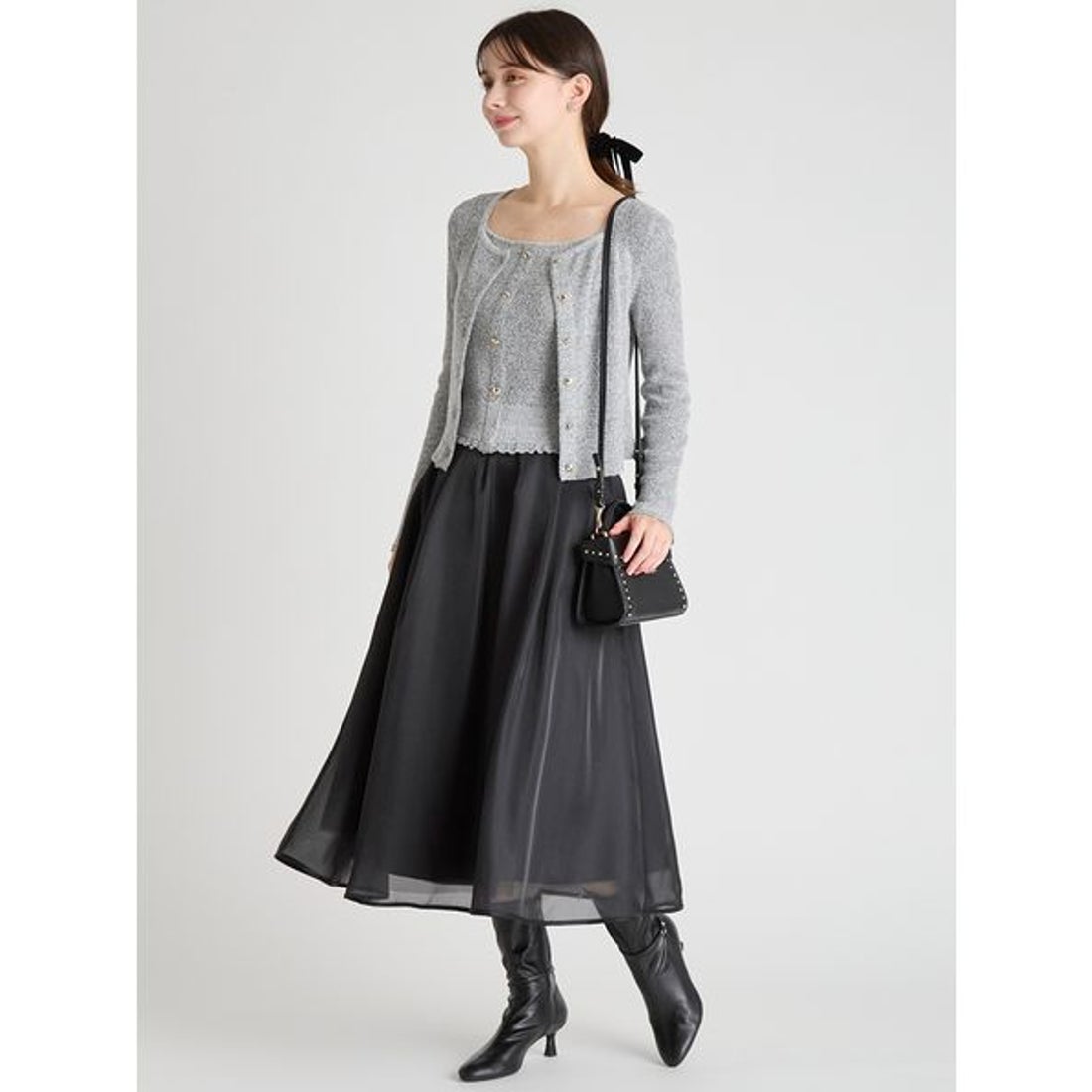 セルフォード CELFORD スクエアネックアンサンブルニット （BLK