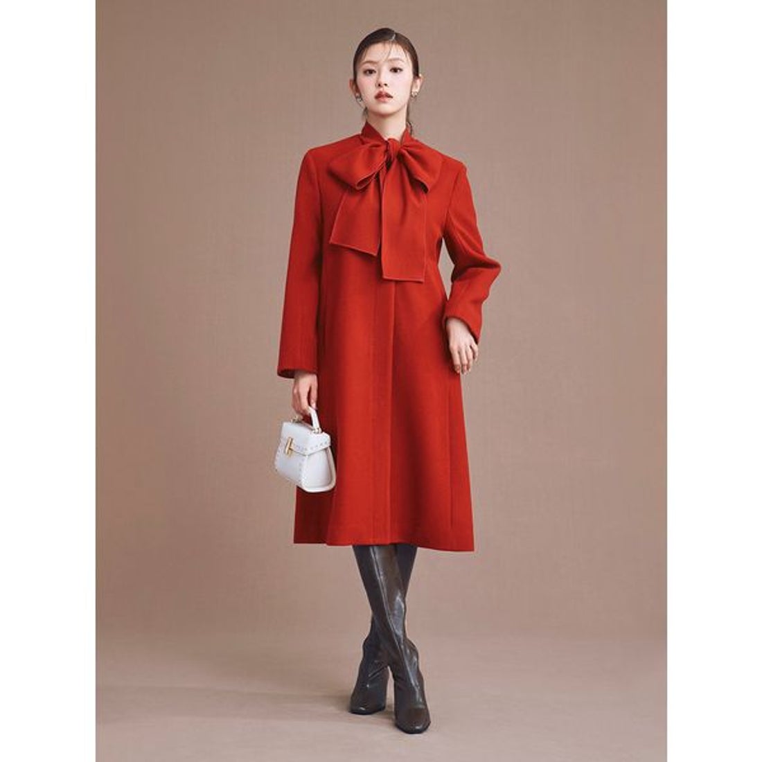 セルフォード CELFORD リボンストール付きノーカラーコート （CGRY