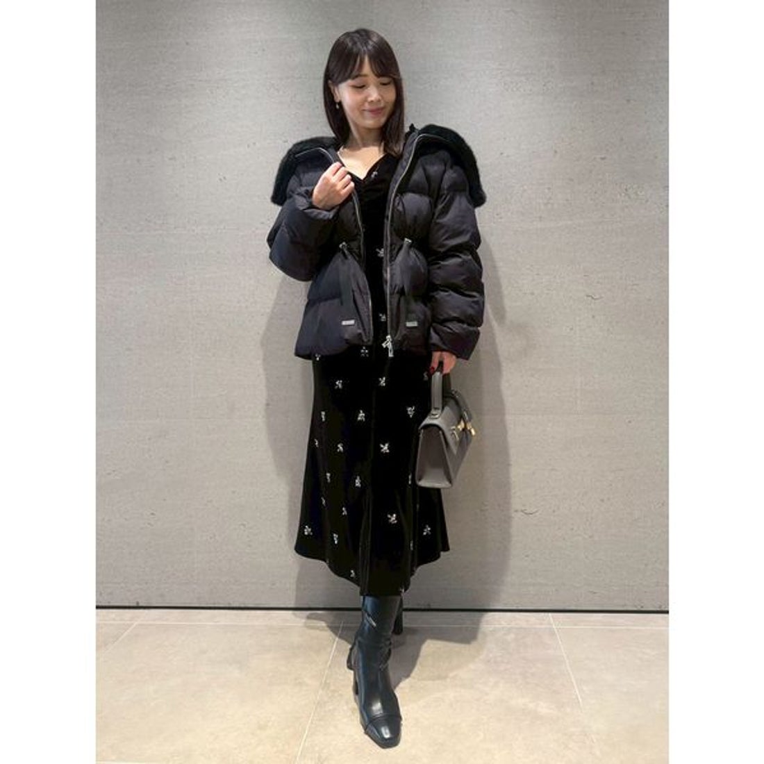 セルフォード CELFORD 花柄刺繍ベロアワンピース （IVR