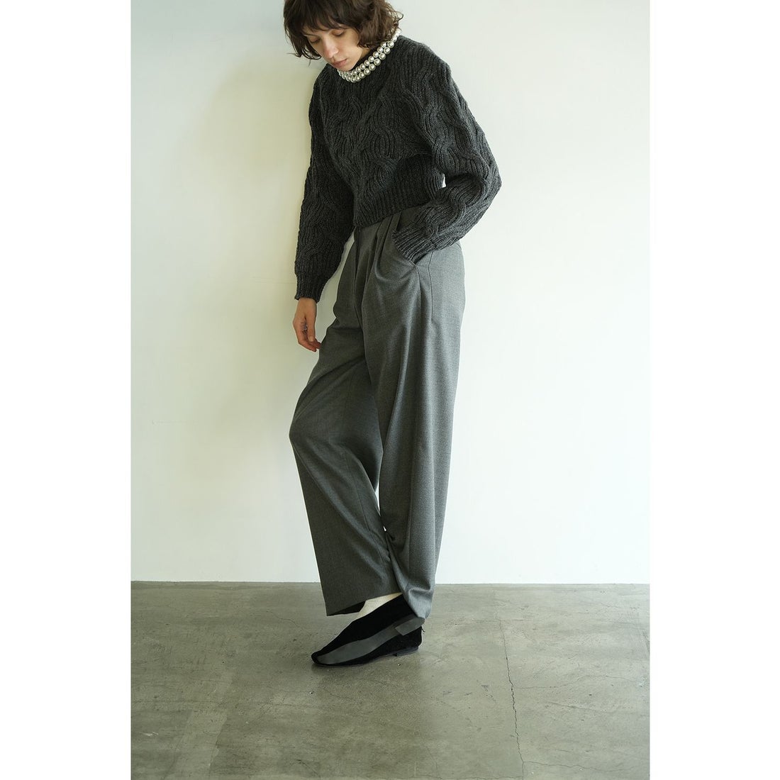 クラネ CLANE WOOL BASIC TUCK PANTS （BLACK） -靴＆ファッション通販