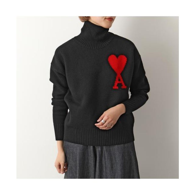 ⭐️Ami Paris⭐️ブラック ロゴレッド 厚手セーター Lサイズ ユニ