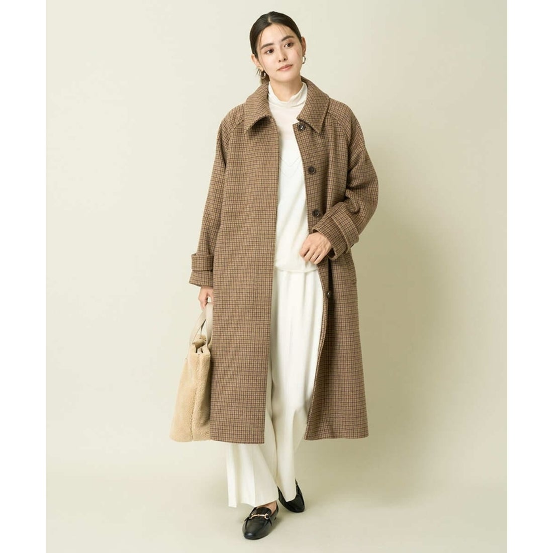 アー・ヴェ・ヴェ a.v.v ステンカラーロングコート （ブラウン） -靴