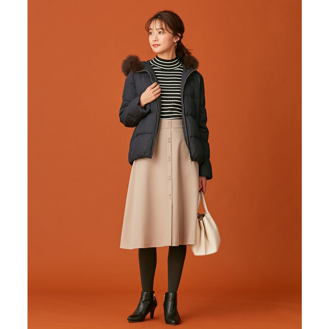 ANY SIS 【撥水加工】2WAYピーチショート ダウンコート （ネイビー