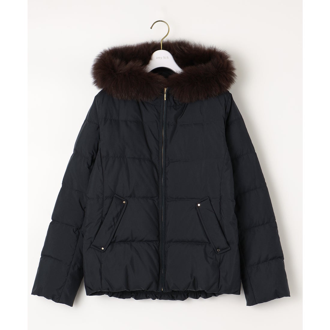 ANY SIS 【撥水加工】2WAYピーチショート ダウンコート （ネイビー