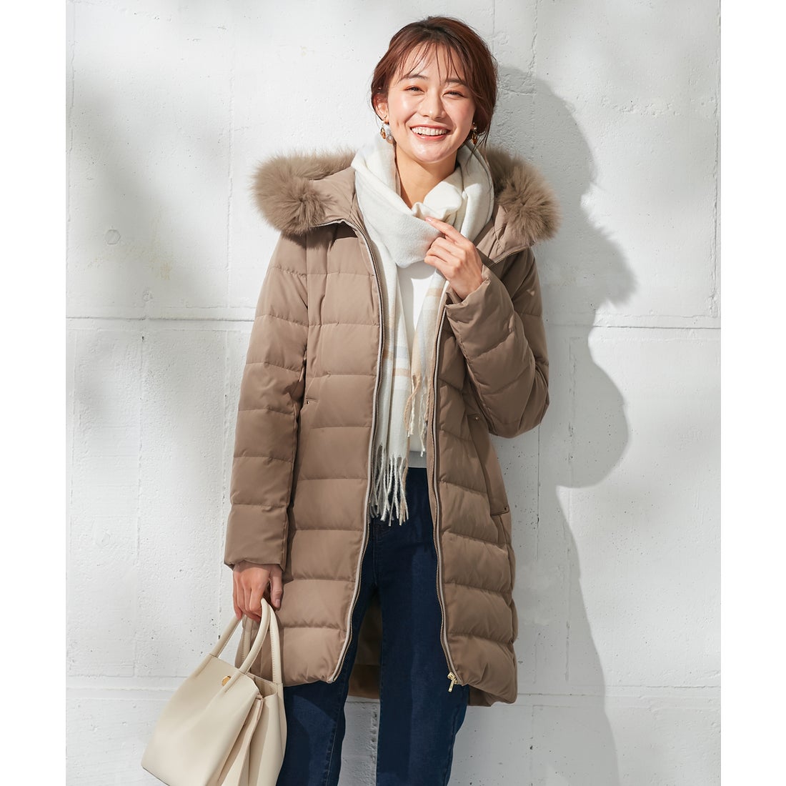 ANY SIS 【撥水】洗えるタフタロング ダウンコート （モカ