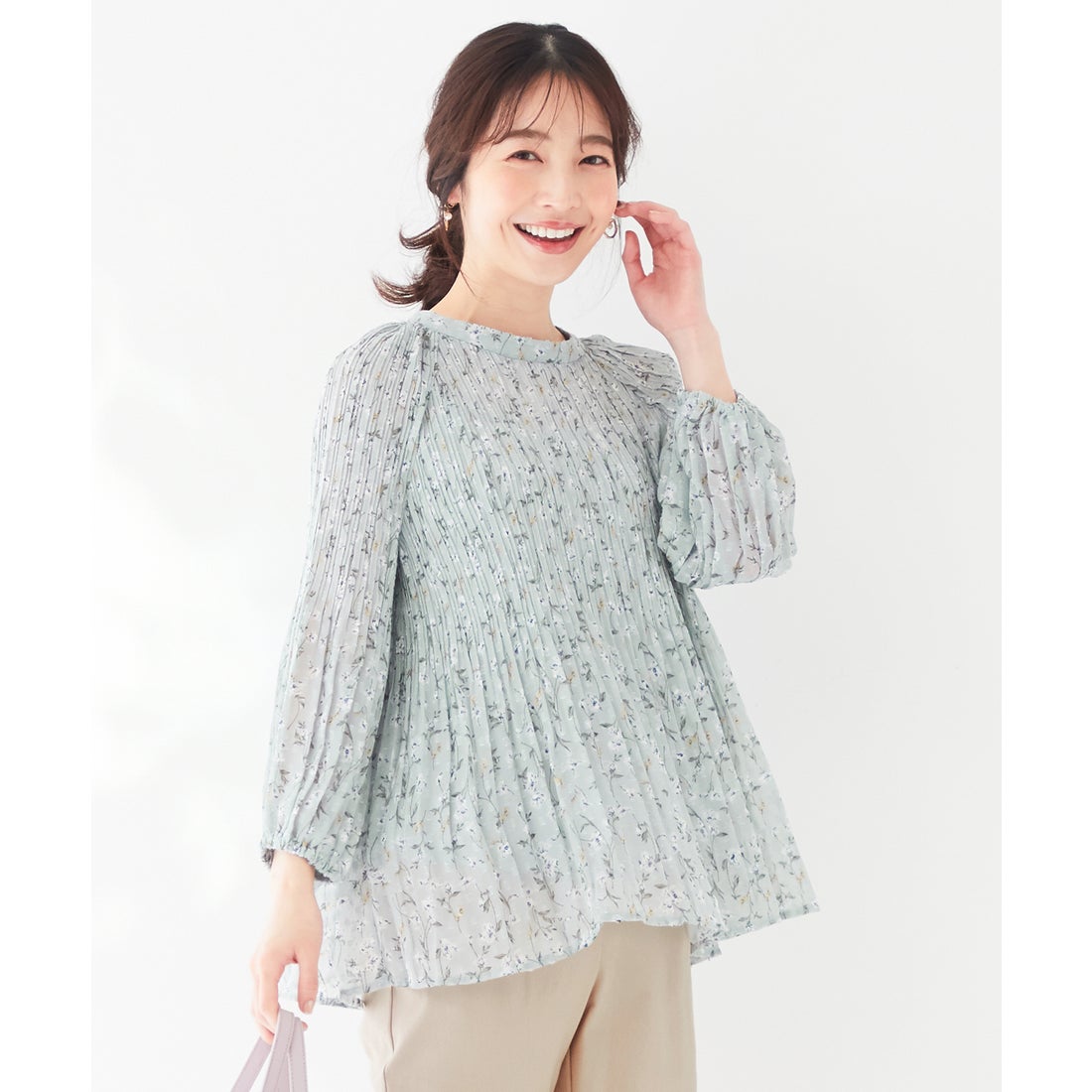 ANY SIS 【洗える】シアーボタニカルフラワー ブラウス （ライト