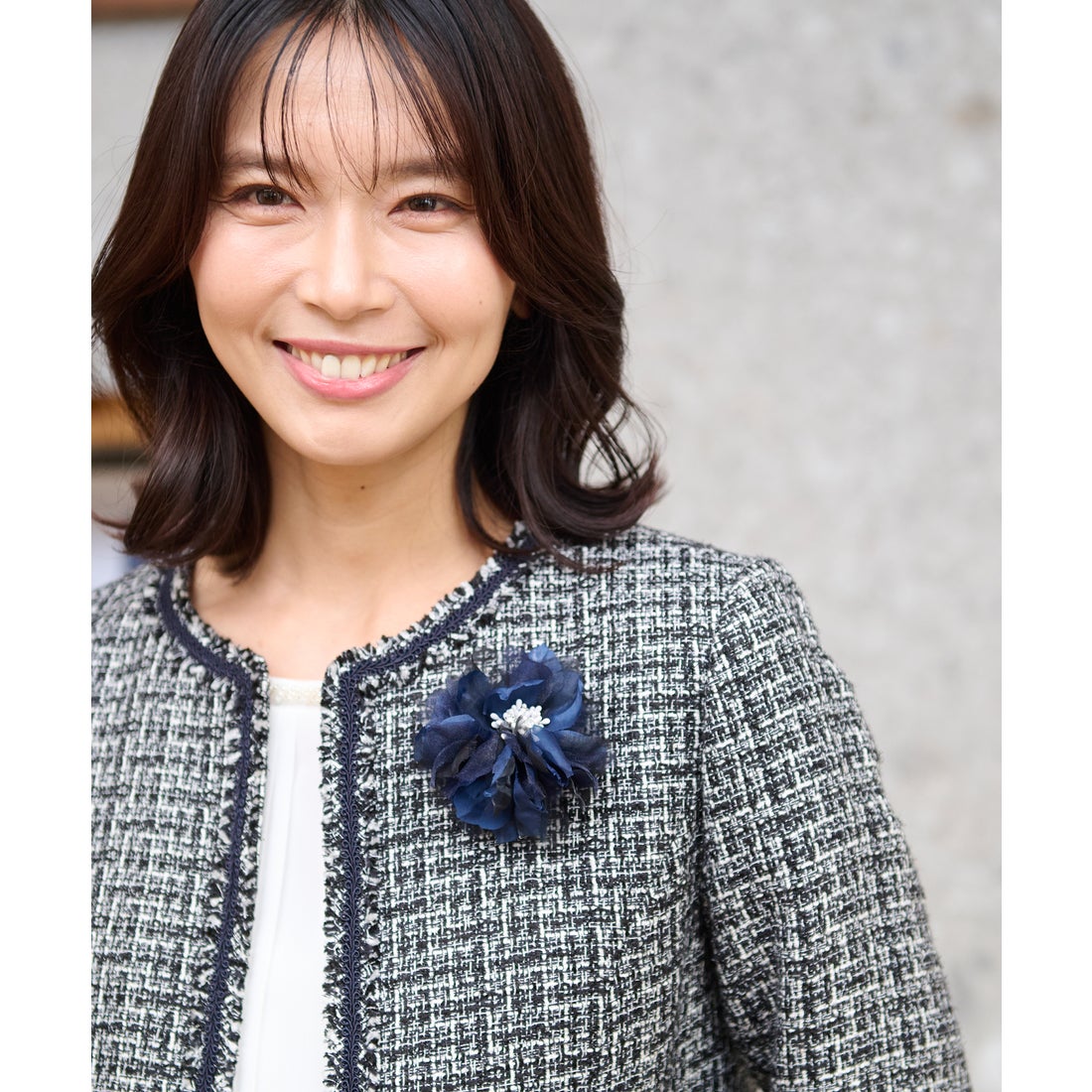 ANY ファンシーラメツイード ノーカラージャケット （ホワイト系3