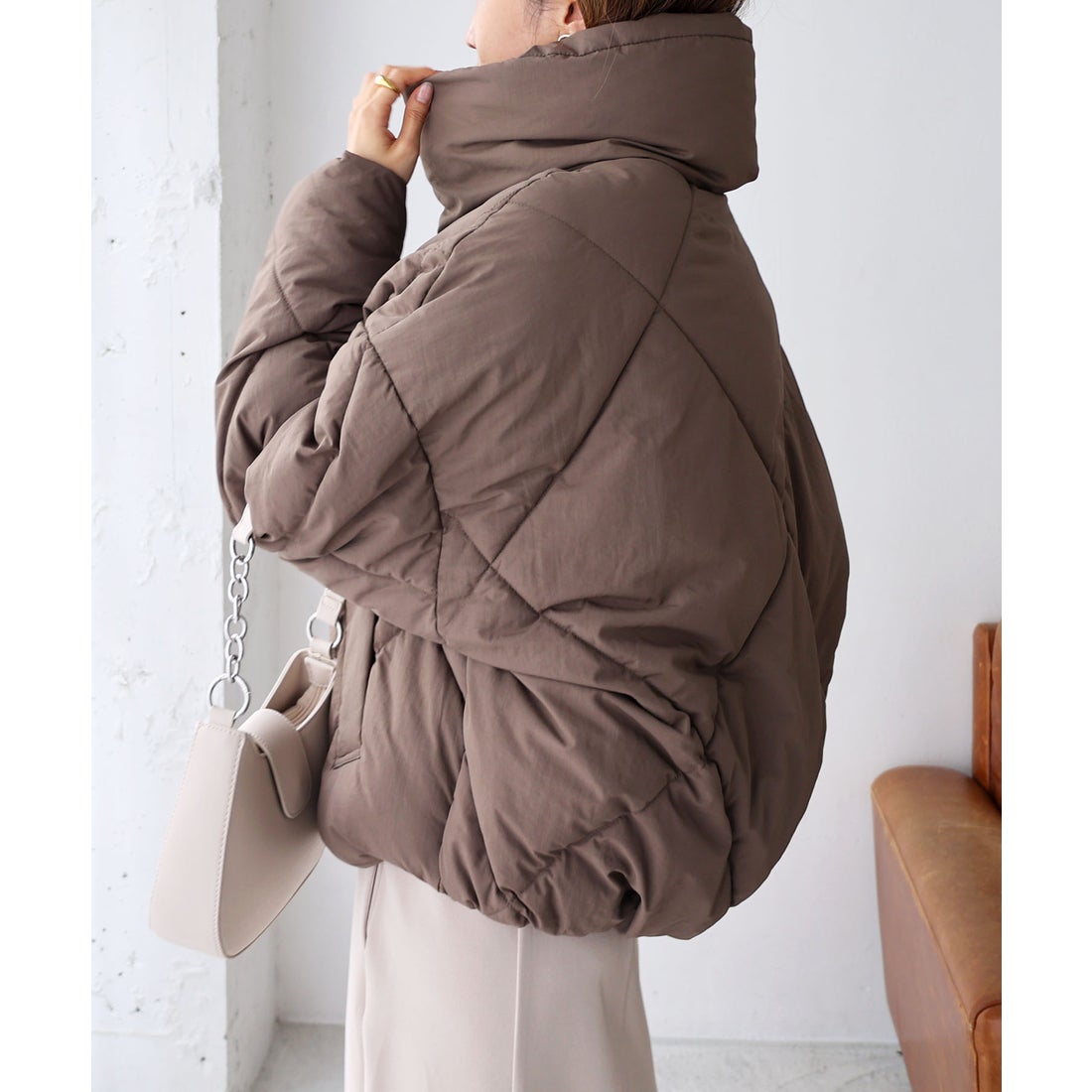 アンドミー andme ナイロンダイヤキルティングオーバーサイズフェイク