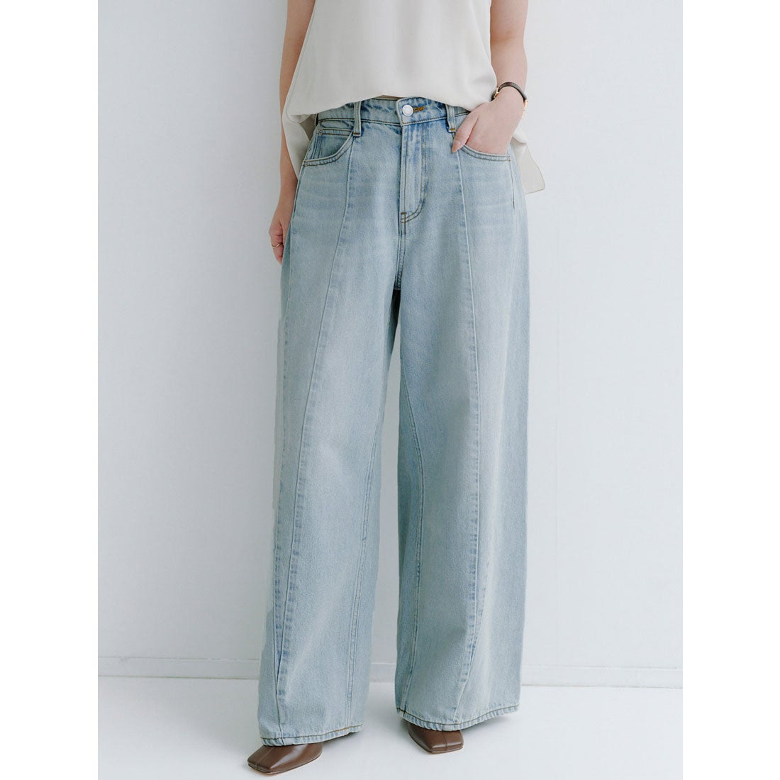 アニュアンス anuans サイドタックカジュアルワイドデニム （LIGHT